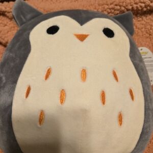 Squishmallows Gray and Cream Owl with Orange Accents